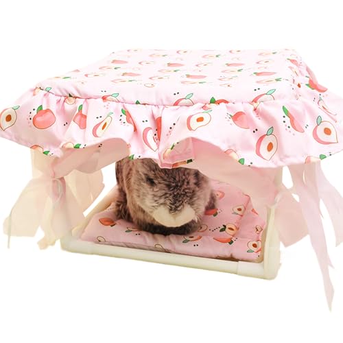 Yugugomo Hamster Versteck - Kleintier Nesthaus Häuschen Hütte | Sanfte Quasten Tür Häschen Frettchen Mäuse Chinchilla Spielzimmer Schlafbereich Kleintiere von Yugugomo