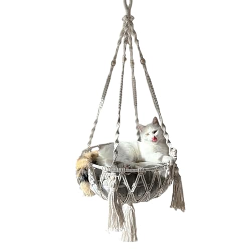 Yugugomo Katzen Hängematte, Aufbewahrungs Dekorationskorb, Baumwollseil, für Balkon, Schlafzimmer, Wohnzimmer Ecke, für Katzenrasten Leichtgutspeicherung​ von Yugugomo