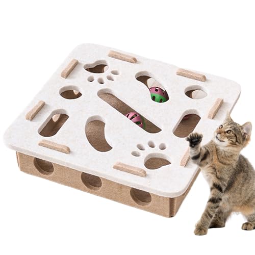 Yugugomo Katzen Puzzle Spielzeug | Bereicherungsspielzeug Für Katzen,Kratzspiel Mit Klingel Und Labyrinth Bahn Zur Beschäftigung Und Für Beissen Bewegung Für Kätzchen Welpen Im Wohnzimmer Oder Käfig von Yugugomo