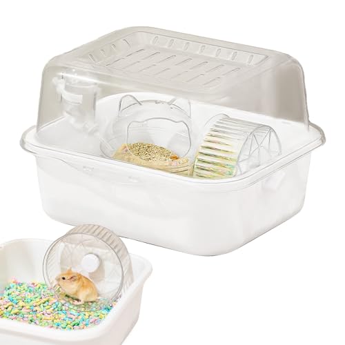 Yugugomo Meerschweinchenkäfig, Transparenter Hamsterkäfig, Kleines Hamstergehäuse mit Laufrad, zerlegbarer Struktur, 25x19x19cm, PP+Acryl, gut belüftet, für Hamsterhaltung, Beobachtung, Wohnung.​ von Yugugomo