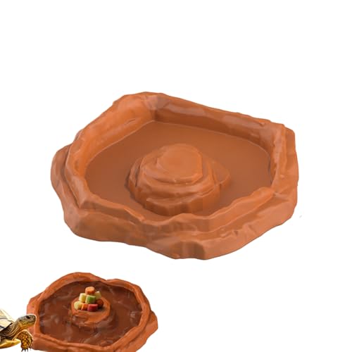 Yugugomo Schildkröten Wassernapf, Reptilien Badebecken, Schildkröten Badewanne mit Futter und Trinkbereich, ABS, für Echsen Geckos Aquarium Terrarium Habitat von Yugugomo