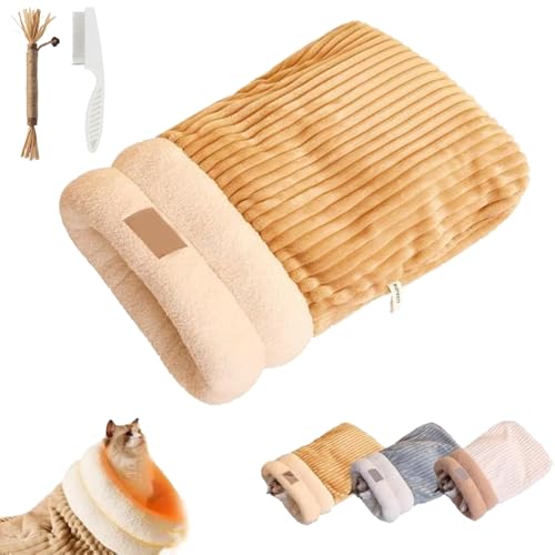 Katzenschlafsack Bett, niedlicher Katzenschlafsack für Hauskatzen, Winterschlafsack, gemütlicher Katzen-Winterschlafsack, weicher Plüsch-Katzensack, selbstwärmendes Katzenhöhlenbett für Welpen und von Yuhaidzsw