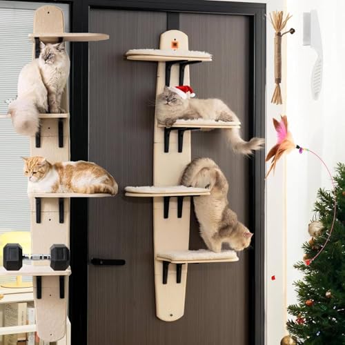 Türhängender Katzenbaum, über der Tür Katzen Sitzstange & Kletterer, Mehrstufiger Türhängender Katzenbaum mit Regalen, Haustier-Sprungregal, für Haustiere im Innenbereich Türhängender Katzenbaum, über der Tür Katzen Sitzstange & Kletterer, Mehrstufiger Türhängender Katzenbaum mit Regalen, Haustier-Sprungregal, für Haustiere im Innenbereich von Yuhaidzsw