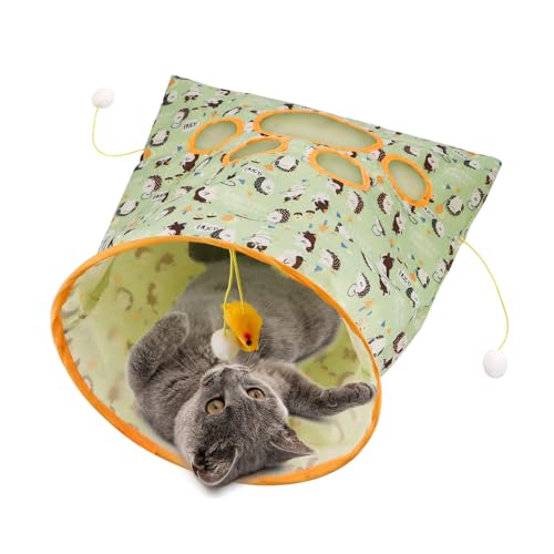 Yuhtech Katzentunnel Tasche, Lustige Katzen Spieltunnel, Katzen Tunnel Set mit Plüschmaus-Katzenspielzeug, Cat Tunnel, Kratzfest, Interaktiv, Tragbar, für Kätzchen von Yuhtech