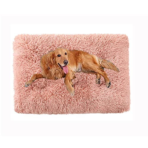 Luxuriöse, bequeme, beruhigende Hundematte, waschbar, rutschfest, Plüsch, flauschig, weiches Welpenkissen, Kissen für Sofa, Bett, Kiste, Auto, L: 93 x 65 cm, Rosa von Yuing