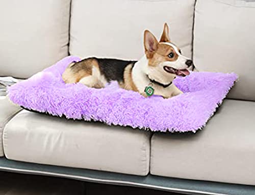 Weiches Haustierbett, waschbar, Plüsch, gemütlich, flauschig, für Hunde und Katzen, rutschfeste Unterseite, für Sofa/Boden/Kisten, 110 x 75 cm, Violett von Yuing