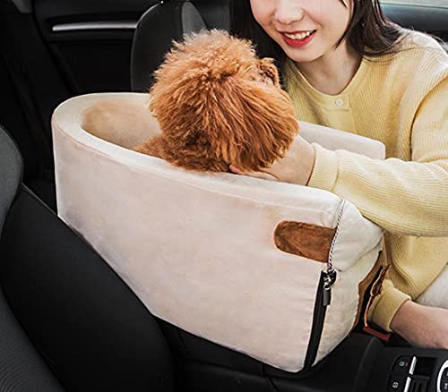 Yuing Autositz für kleine Hunde und Katzen, mit abnehmbarem Kissen, 2-in-1-Hundebett von Yuing