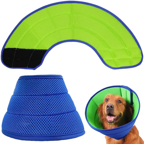 Yuiturt Weiches Hundehalsband (Hals: 38,1 cm - 43,9 cm), verstellbares E-Halsband nach Operationen, atmungsaktiv, Anti-Leck-Schutz, Halskegel für mittelgroße und große Hunde und Katzen, bequemes von Yuiturt