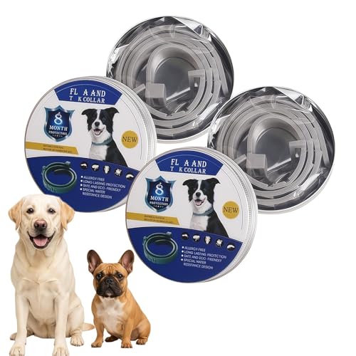 2 x Co/llar Hundeabwehr, verstellbar, für Hunde mit Fl/ea und Ti/CK, 8 Monate langanhaltender Schutz, wasserdicht und langlebig, für Hunde, Sicherheit und Komfort von Yujinpu