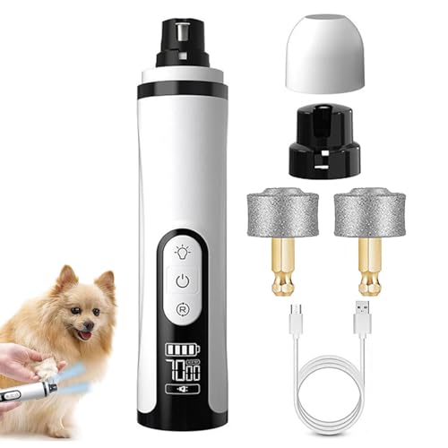 Yulokdwi Hundekrallenschleifer,Wiederaufladbarer Welpenkrallenschleifer Mit Doppel-LED-Licht - Elektronisches Haarschneidewerkzeug Für Kleine Mittelgroße Große Welpen Kätzchen von Yulokdwi