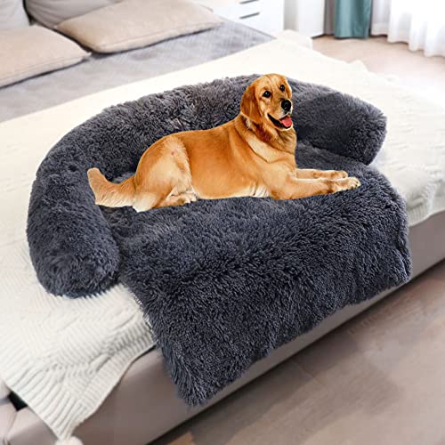 Yuly Flauschige Plüsch Hundebetten Katzenbett, Hundebett Couch für Sofaschutz, Hundematte, Haustierbett für Große Mittelgroße Hunde und Katzen, Waschbar rutschfest Hundekissen, 80 * 75 * 13cm von Yuly