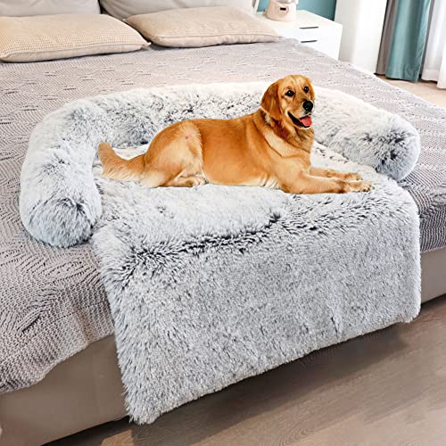 Yuly Flauschige Plüsch Hundebetten Katzenbett, Hundebett Couch für Sofaschutz, Hundematte, Haustierbett für Große Mittelgroße Hunde und Katzen, Waschbar rutschfest Hundekissen, 80 * 75 * 13cm von Yuly