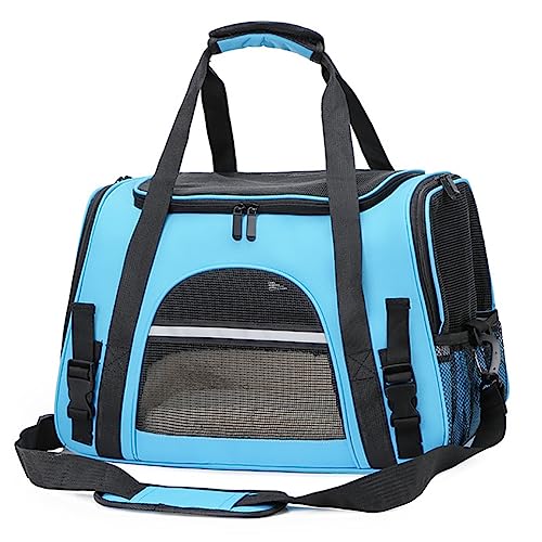 Yuly Haustier-Tragerucksack, Katzentragetasche, faltbarer Haustier-Rucksack für Katzen und kleine Hunde, abnehmbare Matte und atmungsaktives Netzgewebe, für Reisen, Wandern, Outdoor (blau) von Yuly