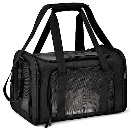 Yuly Haustier-Tragetasche, Tragetasche für Katzen und Hunde, tragbare Katzentragetasche mit Öffnung oben mit atmungsaktivem Netz, Haustier-Reisetasche, Handtasche mit Schultergurt, Schwarz von Yuly