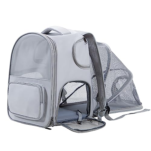 Katzentragetasche / Haustier-Rucksack, erweiterbar, tragbar, atmungsaktiv, für Welpen, Hunde, Katzen bis zu 5 kg, für Reisen, Wandern, Outdoor, Grau Katzentragetasche / Haustier-Rucksack, erweiterbar, tragbar, atmungsaktiv, für Welpen, Hunde, Katzen bis zu 5 kg, für Reisen, Wandern, Outdoor, Grau von Yuly
