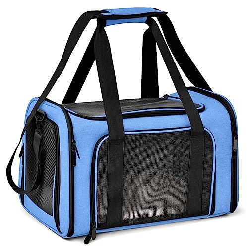 Tragetasche für Haustiere, Katzen- und Hundetragetasche, tragbare Katzen-Tragetasche, Öffnung oben mit atmungsaktivem Netz, Haustier-Reisetasche, Handtasche mit Schultergurt (blau) von Yuly