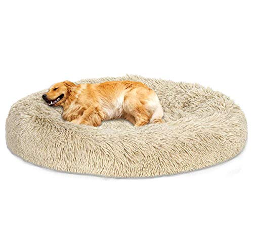 Yuly Comfort Donut Hundebett | Deluxe weiches Haustierkissen Hundehütte Sofa | Warm beruhigend Fell Donut kuschelig flauschig Welpen Schlafsack für extra große Hunde von Yuly