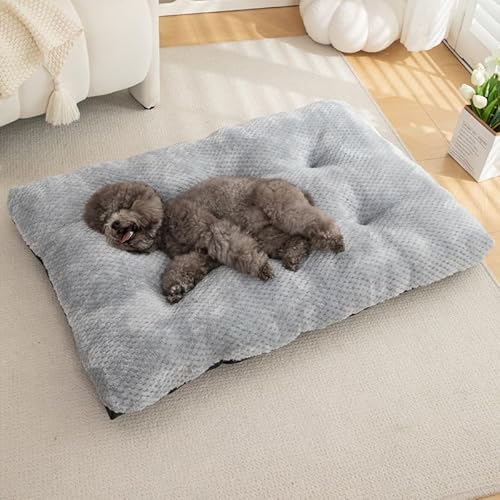 Yuly Hundebett,Premium Hundekissen,Hundekorb,Orthopädischer Komfort,Hundematte für große,mittelgroße Hunde,Waschbar & Pflegeleicht,rutschfeste Unterseite,Weich und Bequem (65x50x10cm,Hellgrau) von Yuly