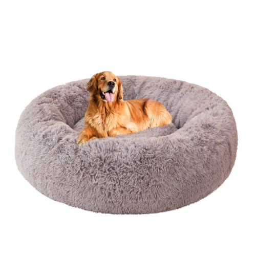 Yuly Donut Hundekorb, Katzenbett, Anti-Angst Deluxe Plüsch Hundebetten, Hochwertiges Hundebett mit Rutschfestem Unterseite, Tragbar Hundekorb für Zimmer, Kiste, Haustierhaus von Yuly