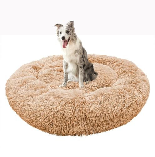 Yuly Donut Katzenbetten, Hundekissen, Langer Plüsch Hundebett, Anti-Angst Katzenkissen, rutschfest Hundebetten, Waschbar Haustierbett für Katzen, Große, Mittelgroße & Kleine Hunde von Yuly