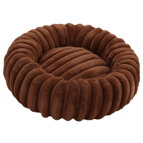 Yuly Donutbett für Hunde und Katzen, Beruhigendes Katzenbett, Weiches Plüsch-Hundebett Rund für große, mittelgroße & kleine Hunde, Hundekorb mit Rutschfestes Waschbar (Dunkelbraun,90cm/35.4in) von Yuly
