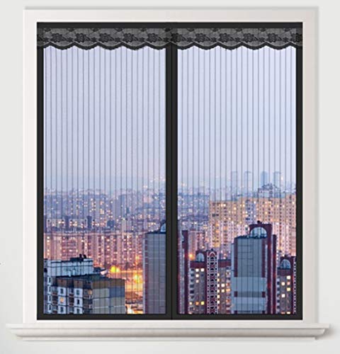 Yuly Fliegengitter Mückenschutz, magnetisch, Fenster-Vorhang, Fenster-Schutznetz, gegen Mücken, Insekten, Käfer (100 x 100 cm, gestreift, schwarz) von Yuly