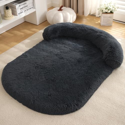 Yuly Großes Orthopädisches Hundebett XXL,Hundekorb,Flauschig Hundekissen mit Wabenstruktur und abnehmbarem wasserdichte Fütterung Schaumstoff,Rutschfester Unterseite (65x50x12cm,Dunkelgrau) von Yuly