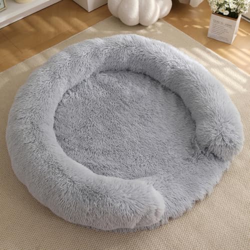 Yuly Hundebett,Orthopädisches Hundekissen,Waschbar Hundematte,Hundecouch mit eierförmiger Kistenschaum,Polsterung in der Mitte herausnehmbar,Rutschfester Unterseite (50cm,Hellgrau) von Yuly