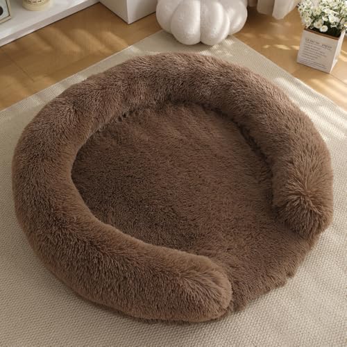 Yuly Hundebett,Orthopädisches Hundekissen,Waschbar Hundematte,Hundecouch mit eierförmiger Kistenschaum,Polsterung in der Mitte herausnehmbar,Rutschfester Unterseite (50cm,Khaki) von Yuly