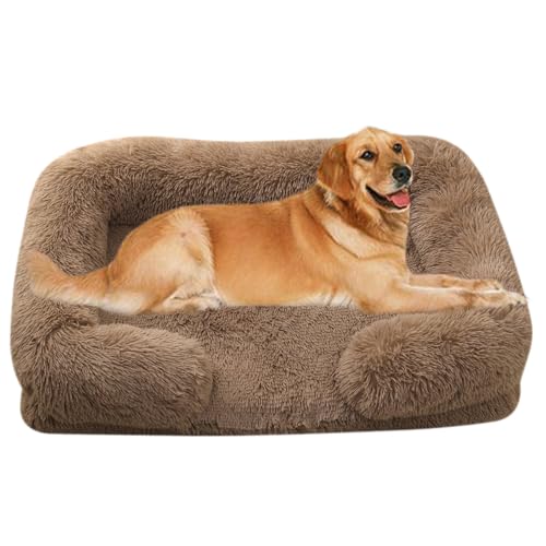 Yuly Hundebett,Orthopädisches Hundesofa,Eierförmiger Kistenschaum Hundekorb,Flauschiges Hundebett für kleine und große Heimtiere,Waschbar Hundekissen Wasserdicht rutschfest (XL-110x70x20cm,Khaki) von Yuly