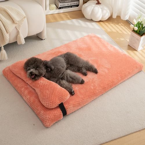 Yuly Hundebett,Orthopädisches kuscheliges Hundematten für große & kleine Hunde,Hundekissen,Hundematte,Hundekorb,rutschfeste Unterseite,druckentlastenden Schaum,Waschbar (75x50x6cm,Rosa) von Yuly