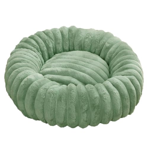 Yuly Hundebett Flauschig, Kuscheliges Rund Katzenbett, Weicher Plüschstoff, Hundekorb Donut für große, mittelgroße & kleine Hunde, Rutschfester Unterseite und Waschbar (Erbsgrün,100cm/39.4in) von Yuly