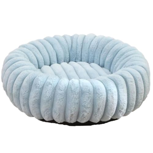 Yuly Hundebett Plüschstoff, Donut Hundekorb für große, mittelgroße & kleine Hunde, Waschbares Angstlösendes Beruhigendes Katzenbett mit Rutschfester Unterseite (Hellblau,50cm/19.7in) von Yuly
