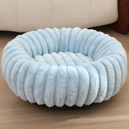 Yuly Hundebett Rund für kleine und große Heimtiere, Katzenbett Donut, Weich & Warm, Hundekissen Hundesofa Kuscheliges Hundekorb Waschbar rutschfeste Unterseite (Hellblau,50cm/19.7in) von Yuly