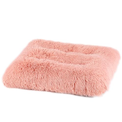 Yuly Hundekissen flauschig Waschbar,Hundebett Grosse Hunde,Länger Plüsch Hundekissen,Hundematte für große,mittelgroße Hunde,rutschfeste Unterseite,Haustierbett Hundematratze (65x48cm,Rosa) von Yuly