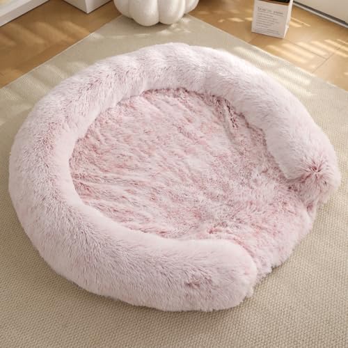 Yuly Hundekorb Flauschig,Orthopädisches kuscheliges Hundebett Hundekissen,Hundesofa,Wasserdicht Innenfutter,Bezug abnehmbar und waschbar,Bequem & rutschfest,erhöhte Ränder (50cm,Ombré-Rosa) von Yuly