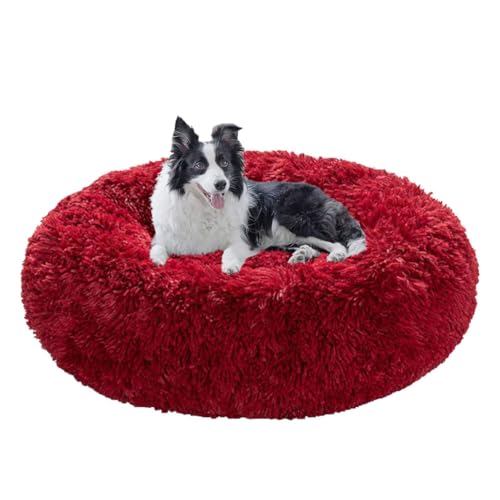 Yuly Hundekorb Waschbar, Anti-Angst Deluxe Plüsch Hundebetten, Hundematte mit Rutschfester Unterseite, Ultra Weicher Plüsch Haustierbett für Kleine, Mittelgroße und Große Hunde, Katzen (Rot,100CM(M)) Yuly Hundekorb Waschbar, Anti-Angst Deluxe Plüsch Hundebetten, Hundematte mit Rutschfester Unterseite, Ultra Weicher Plüsch Haustierbett für Kleine, Mittelgroße und Große Hunde, Katzen (Rot,100CM(M)) von Yuly