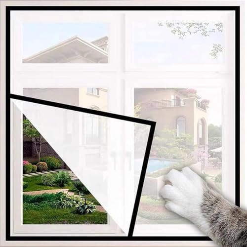 Yuly Katzen-Fensterschutz, Sicherheitsnetz für Katzen, mit selbstklebendem Klebeband, halbtransparent, für Vögel und Katzen, zuschneidbar (schwarzer Klettverschluss, weißes Netz, individuelle Größe) Yuly Katzen-Fensterschutz, Sicherheitsnetz für Katzen, mit selbstklebendem Klebeband, halbtransparent, für Vögel und Katzen, zuschneidbar (schwarzer Klettverschluss, weißes Netz, individuelle Größe) von Yuly