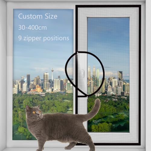 Yuly Katzenschutznetz, Katzenschutz, Anti-Ausbruch-Sicherheit für Balkon, Schlafzimmer, selbstklebendes Fliegengitter, Moskito-Insektennetz mit Reißverschluss, einfache Installation, individuelle von Yuly