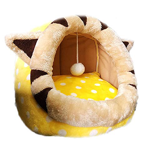 Yuly Lovely Animalization Haustierhöhle Bett weich warm Katze Welpennest Haus gemütlich Schlafsack mit waschbarem Kissen für Kätzchen, Hunde, Katzen, 52 x 48 x 39 cm von Yuly
