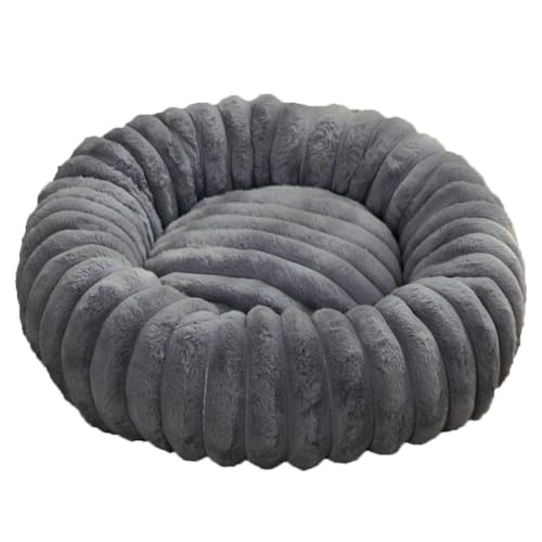 Yuly Orthopädisches Donut Hundebett, Beruhigendes Hundekorb Waschbar, Bequemes Katzenbett mit Rutschfester Unterseite, Hundesofa für Große, Mittelgroße & Kleine Hunde (Dunkelgrau,90cm/35.4in) von Yuly