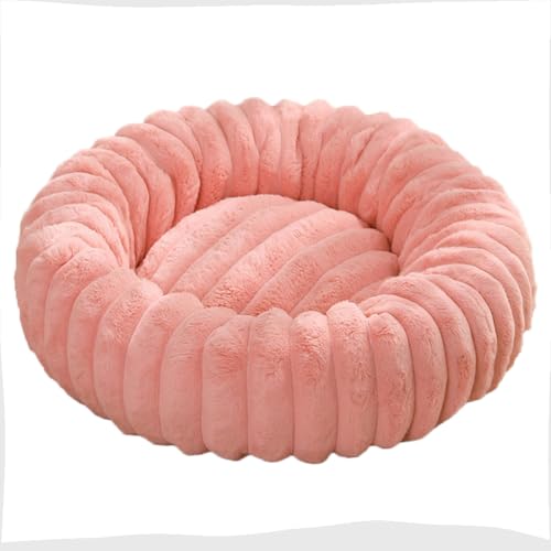 Yuly Orthopädisches Donut Hundebett, Beruhigendes Hundekorb Waschbar, Bequemes Katzenbett mit Rutschfester Unterseite, Hundesofa für Große, Mittelgroße & Kleine Hunde (Rosa,90cm/35.4in) von Yuly
