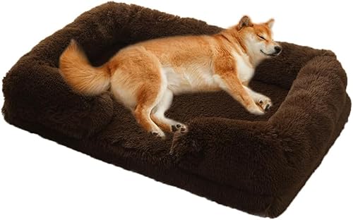 Yuly Orthopädisches Hundebett,Hundekorb Waschbar,Hundekörbchen mit Rutschfester Boden,Hundesofa mit Wabenstruktur und abnehmbarem wasserdichte Fütterung Schaumstoff (Dunkelbraun, M-57x45x12cm) von Yuly