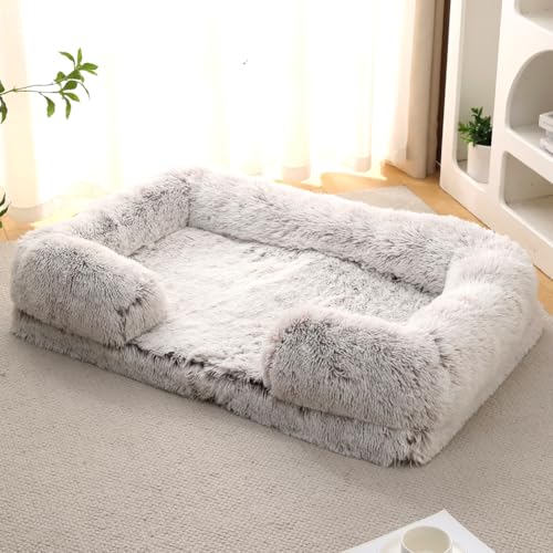 Yuly Orthopädisches Hundebett,Hundesofa für große & kleine Hunde,Hundekissen,Flauschige Hundematte,Hundecouch mit eierförmiger Kistenschaum,Waschbar & rutschfest (XL-110x70x20cm,Ombré-Braun) von Yuly