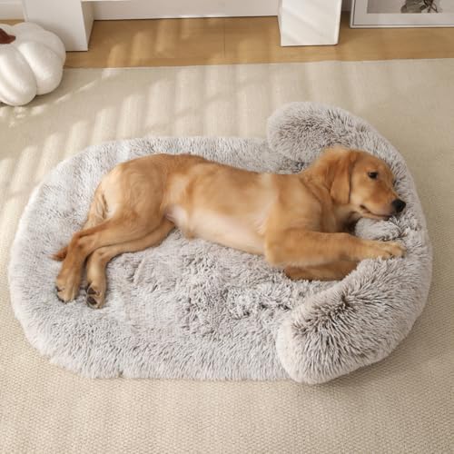 Yuly Orthopädisches Hundebett für große & kleine Hunde,wasserdichtes Hundesofa mit abnehmbarem Plüsch-Bezug,druckentlastenden Schaum Hundekorb,Bequem & rutschfest (65x50x12cm,Ombré-Braun) von Yuly