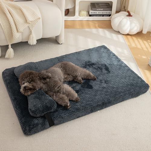 Yuly Ortopädisches Hundebett,Ergonomisches Hundekissen für große, mittlere und kleine Hunde,Hundekorb waschbar,Bequem & rutschfest,druckentlastenden Schaum (50x40x6cm,Dunkelgrau) von Yuly