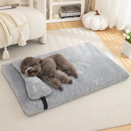 Yuly Ortopädisches Hundebett,Ergonomisches Hundekissen für große, mittlere und kleine Hunde,Hundekorb waschbar,Bequem & rutschfest,druckentlastenden Schaum (50x40x6cm,Hellgrau) von Yuly