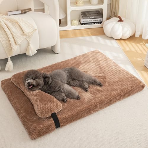 Yuly Ortopädisches Hundebett,Ergonomisches Hundekissen für große, mittlere und kleine Hunde,Hundekorb waschbar,Bequem & rutschfest,druckentlastenden Schaum (50x40x6cm,Khaki) von Yuly
