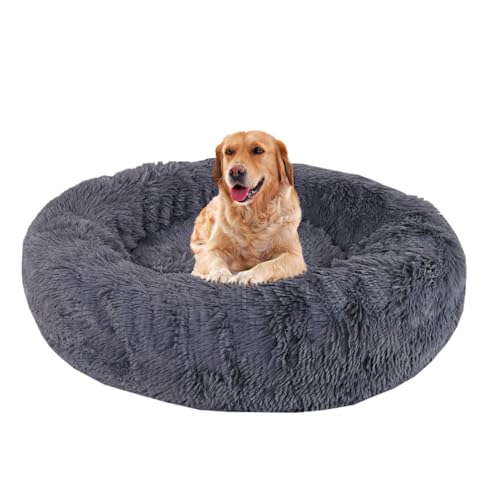 Yuly Plüsch Flauschig Hundebett, Rund Hundekissen, Weich Katzenkorb, Hundebett mit Anti-Rutsch-Punkten, Waschbares Hundekörbchen für Kleine MittelgroßE und Groß Hunde Katzen und Andere Haustiere von Yuly