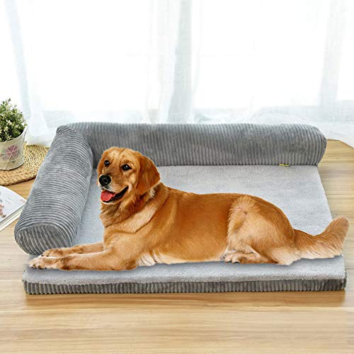 Yuly Premium Memory Foam Hundebett, orthopädisches Haustier-Sofa-Bett, Matratze für mittelgroße Hunde, weicher Cordbezug und glatter Samtstoff, abnehmbar und waschbar von Yuly